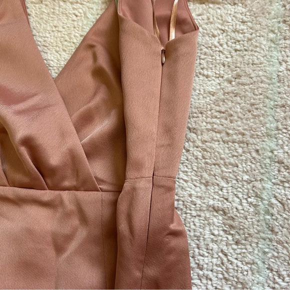 NWT BHLDN Piper V Neck Satin Gown Maxi Side Slit Sedona Size 4 - Picture 7 of 14